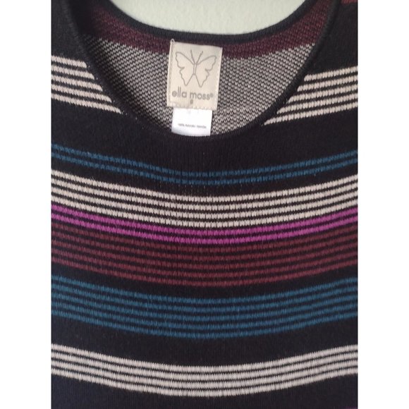 Ella Moss Girls Drop Waist Sweater Dress Size 8 Striped Sleeveless Black - Picture 5 of 5